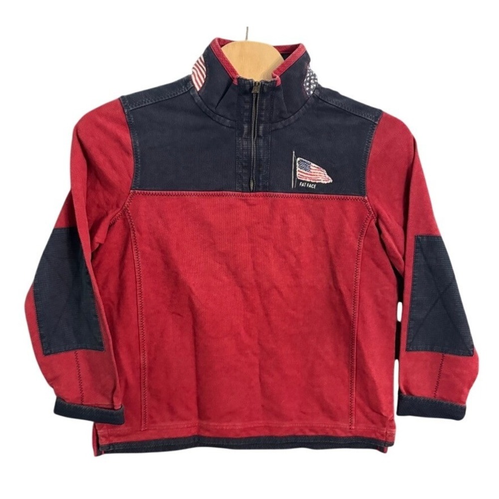 NWT Fat Face Airlie Quarter Zip Sweatshirt Mens Large Red Navy American Flag